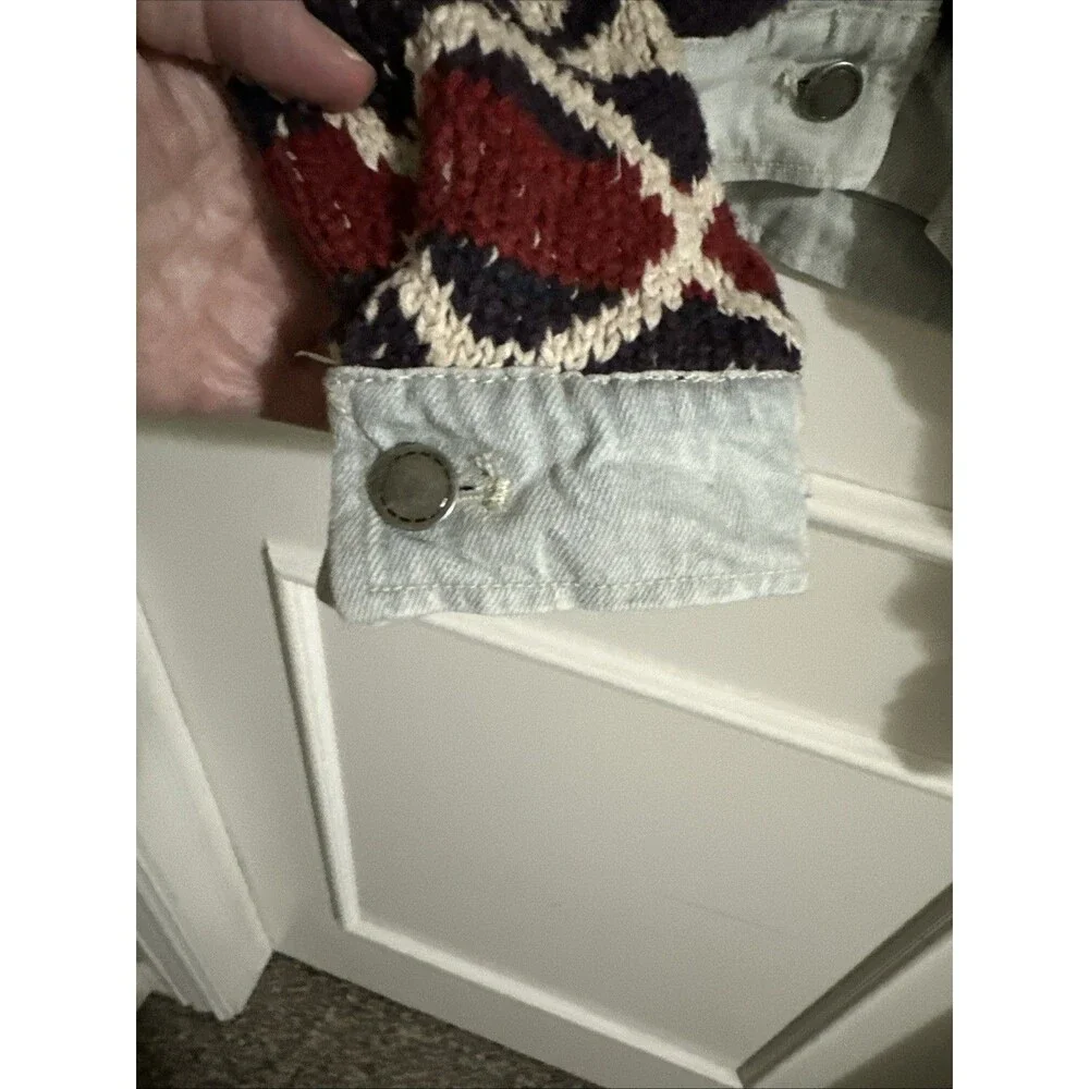 Free People XS/S Lakeside Denim Jacket We The Free Knit - Picture 5 of 15